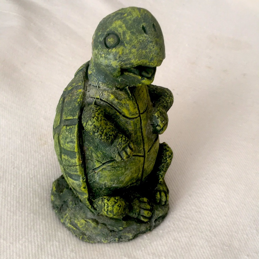 Resin Stone Turtle Figure Green 4" x 2-3/4" Decor
